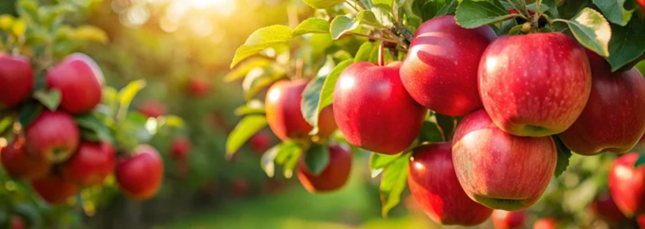 Apple tree with red apples