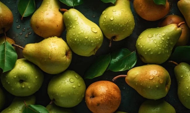 Whole, fresh pears